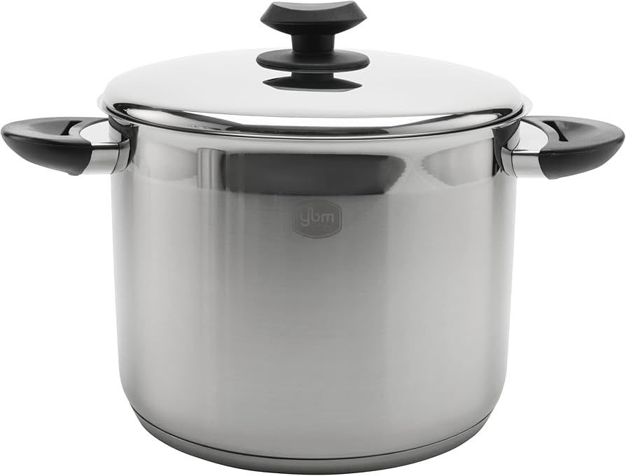 YBM Home 5 quart Pot With Stainless Steel Lid black handles