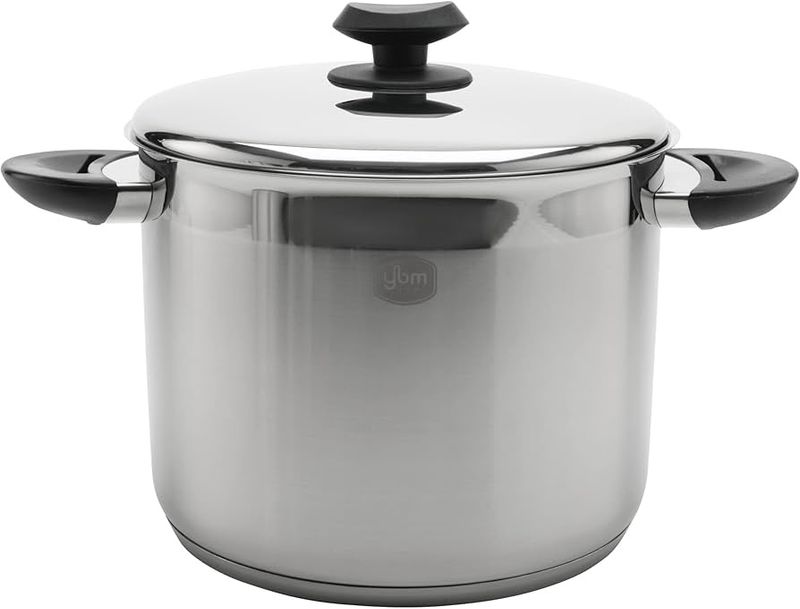 YBM Home 5 quart Pot With Stainless Steel Lid black handles