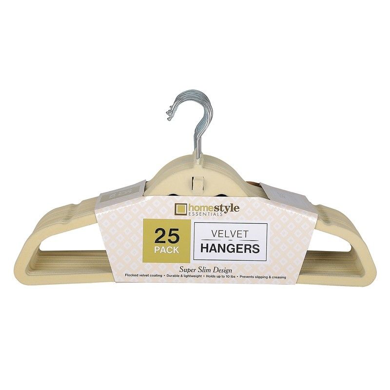 25PK VELVET HANGER IVORY/SILVER