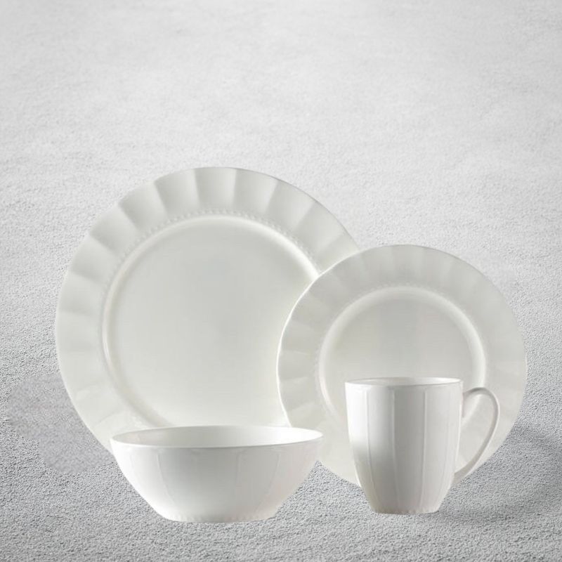 Maison Neuve - Round Bone China 16 Pc Dinnerware Set Symphony Service For 4
