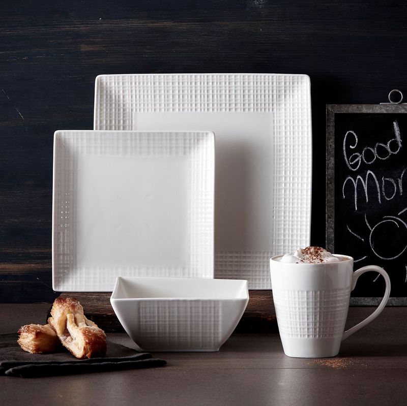 Trudeau - Mesh Square Fine Porcelain# 16 Pc Dinnerware Set#
