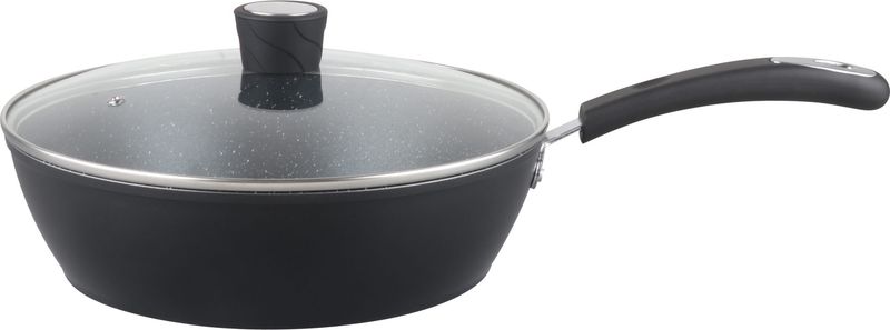 Millvado - Rainbow Non Stick Deep Frypan/W Lid# Black# Soft Grip Handle 11"