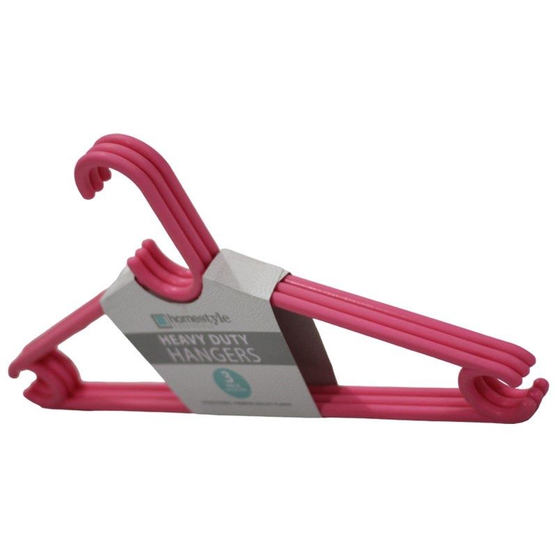 3 PACK PINK PLASTIC CLOTH HANGERS