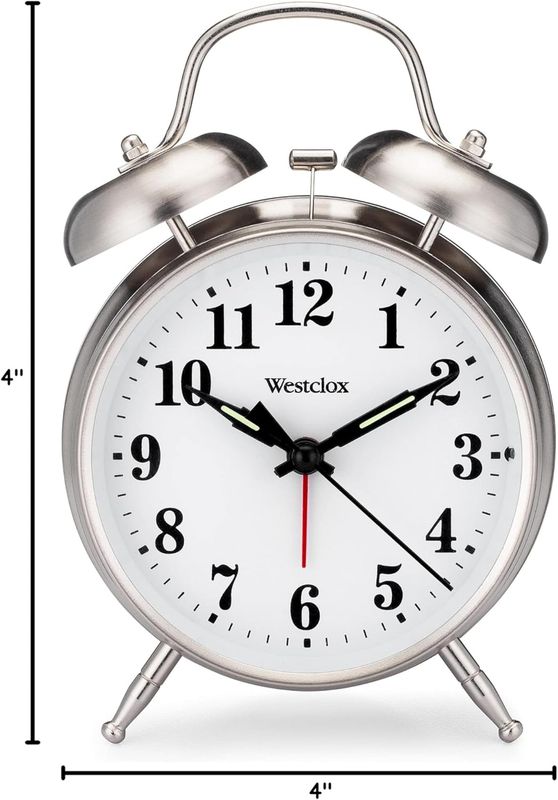 4.5" Nickel Classic Twin Bell Alarm Clock - Westclox