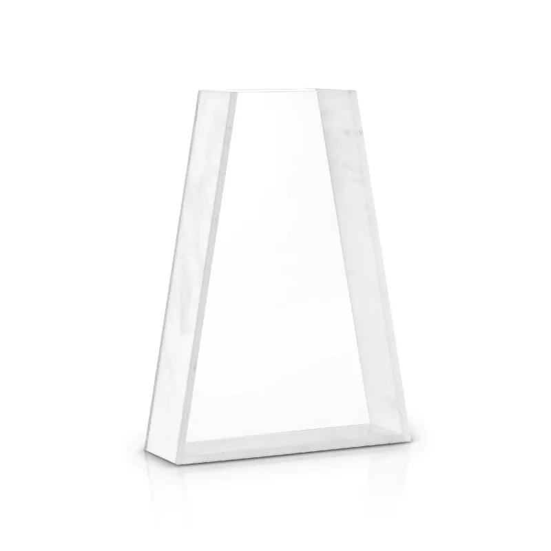 Triangle Vase- White Marble Lucite