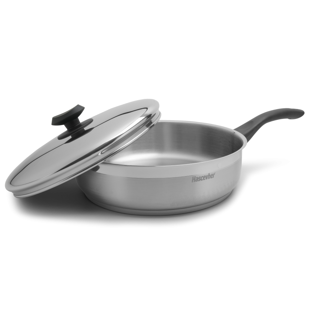 Hascevher Surme Stainless Steel Frying Pan with Cover - 11 inch