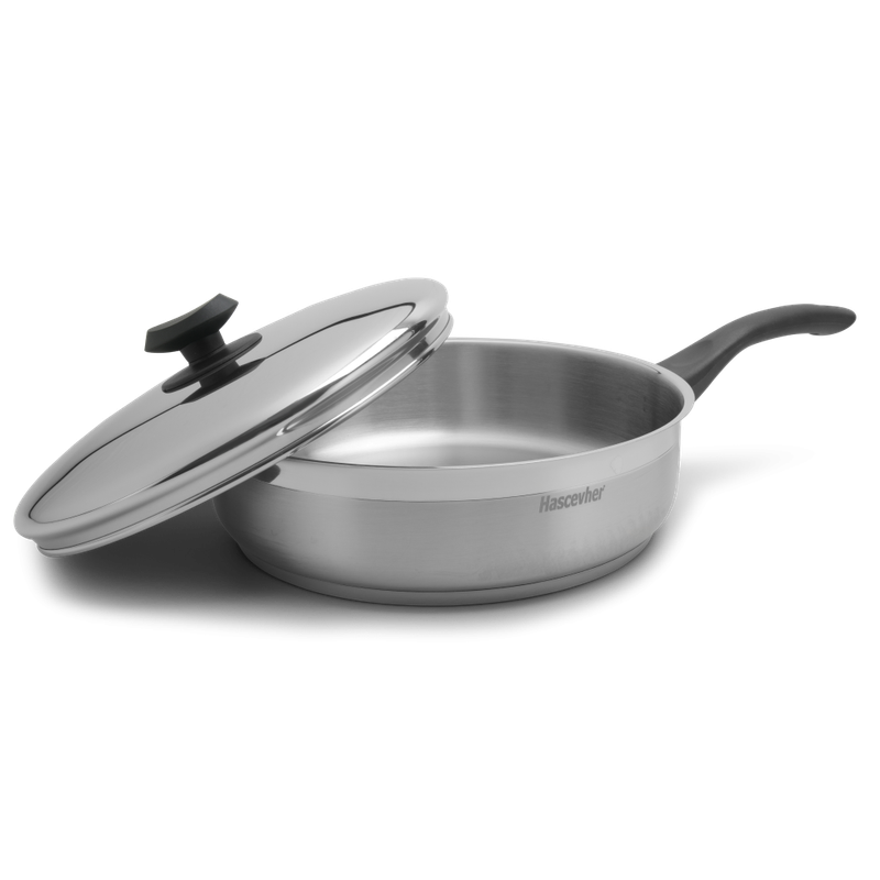 Hascevher Surme Stainless Steel Frying Pan with Cover - 11 inch