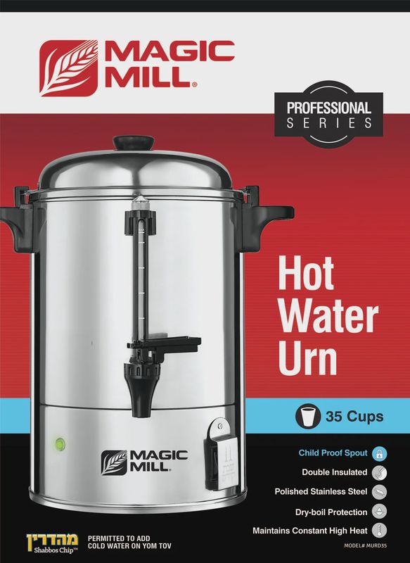 MAGIC MILL  35 cup URN-DOUBLE INSULATED SS BODY WITH  NEW SAFETY HANDLE