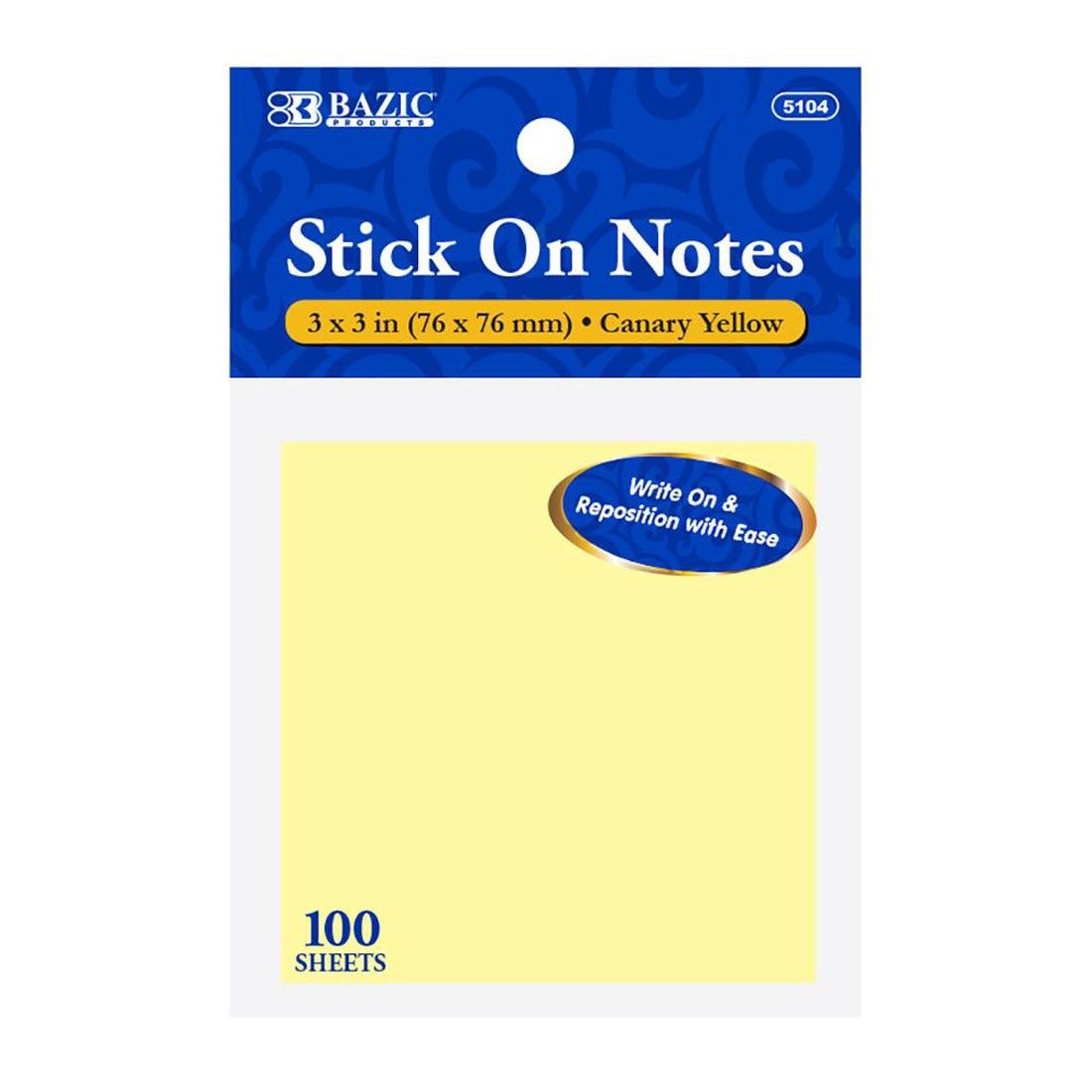 Bazic Yellow Stick On Nots 100 ct 1 pk
