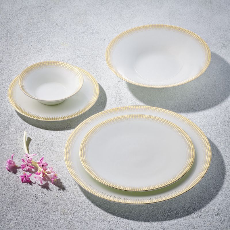 VIKKO- SHINE AMBASSADOR GOLD DINNERWARE, WHITE WITH GOLD RIM