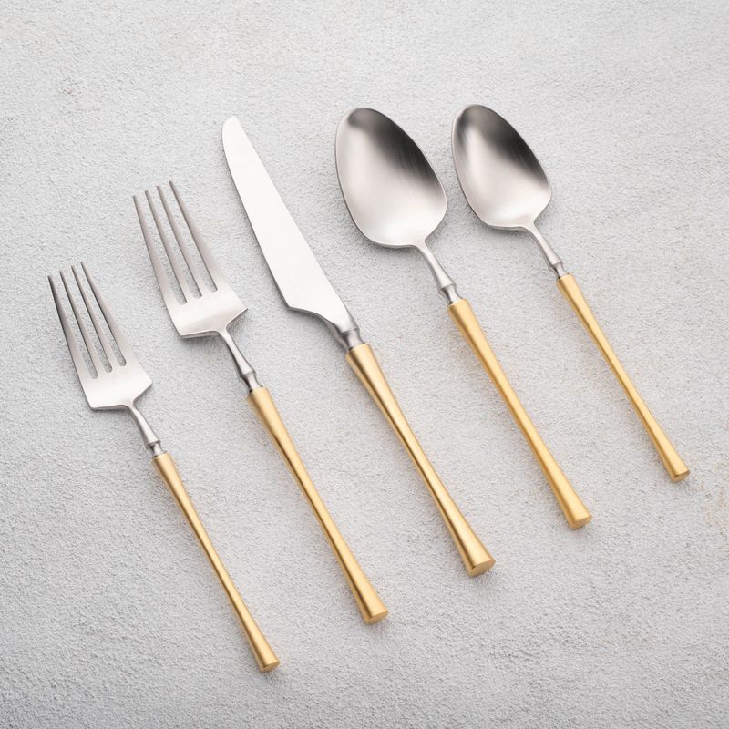 Vikko - Irene, Brushed Silver with Gold Handle, 18/10 SS, 20 Pc Flatware Set - Gift Box