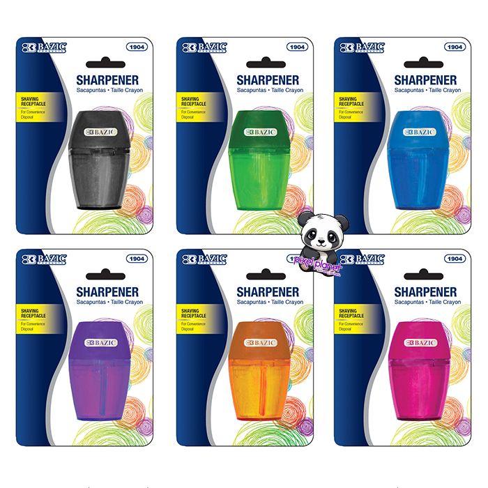 Single Hole Pencil Sharpener with Receptacle, Steel Blade