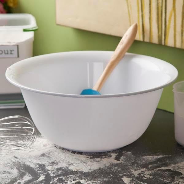 Plastic Bowl, White, 6 Quarts