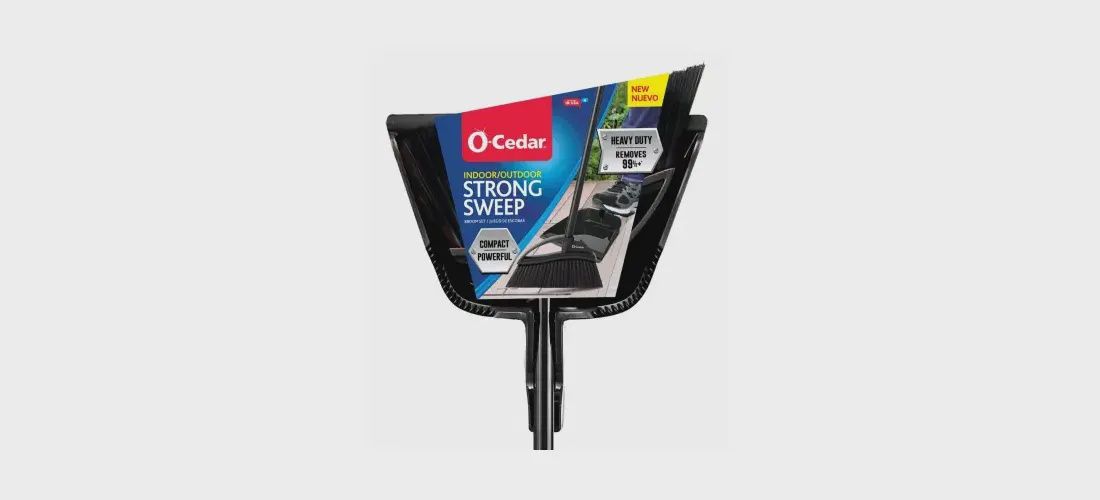 O-Cedar Indoor/Outdoor Strong Sweep Broom with Step On Dust Pan