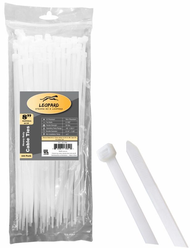 CABLE TIES SUPER STRONG 100/PK 8″ NATURAL