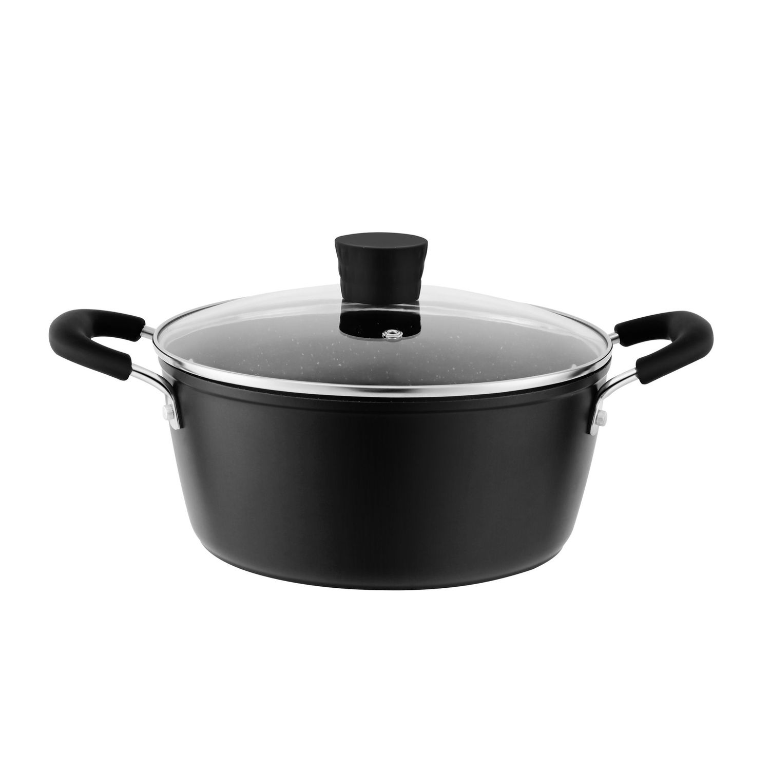Millvado - Rainbow, Non Stick Pot with Glass Lid, Soft Grip Handle, Black, 9 qt