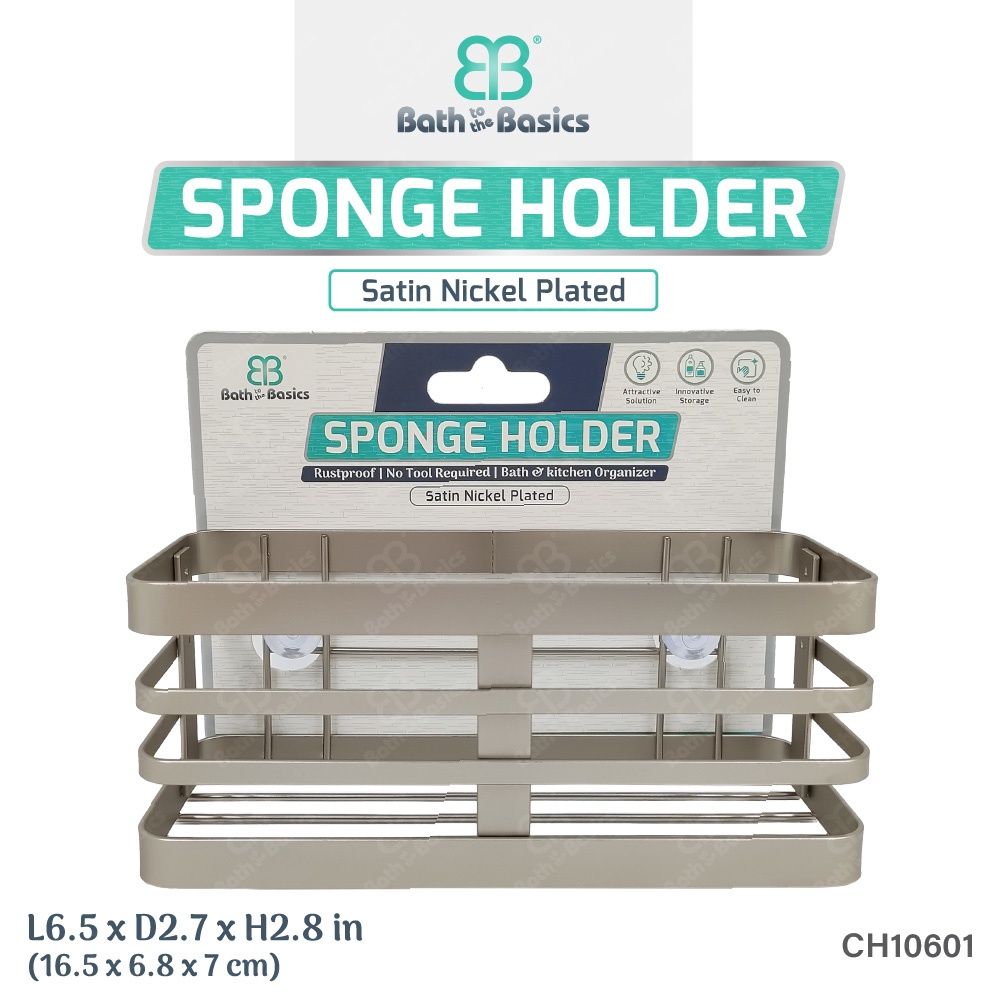SPONGE HOLDER - SATIN NICKEL PLATED