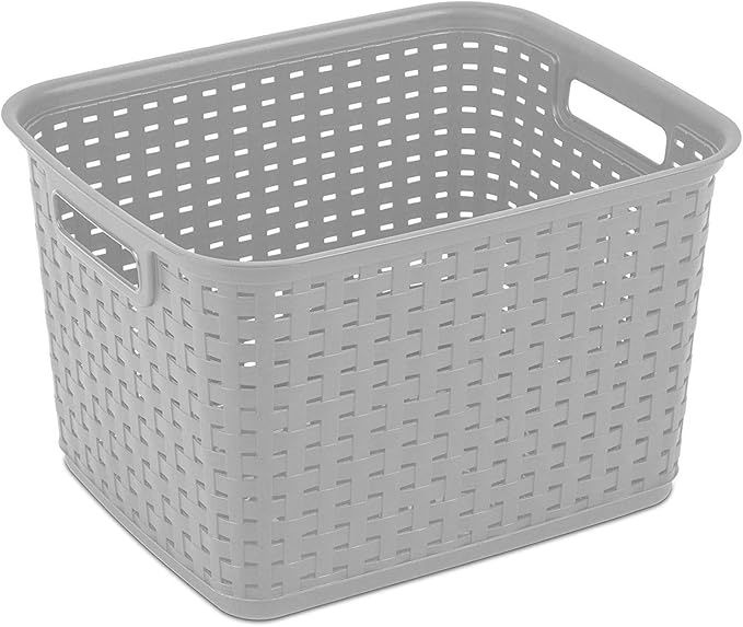 Sterilite Tall Wicker GREY Weave Basket