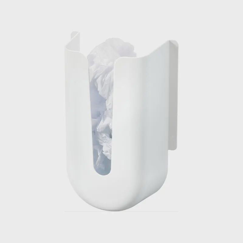Grocery Bag Holder and Dispenser, Plastic, White