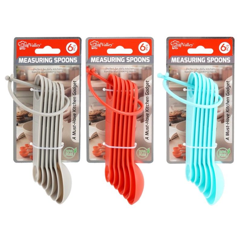6PCS MEASURING SPOONS asst color