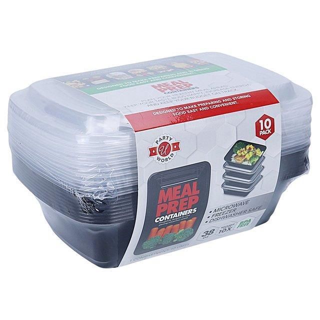 10PK B&amp;W RECTANGULAR CONTAINER 38OZ