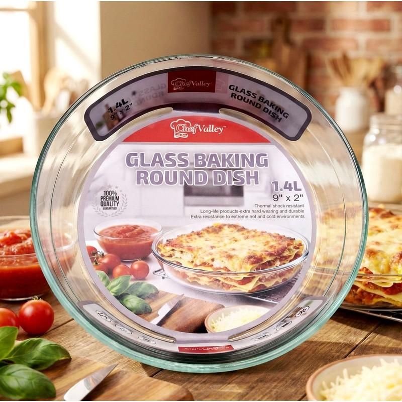 ROUND GLASS BAKING DISH, style: PLAIN 1.4LT