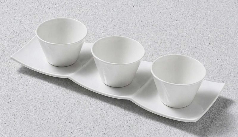 3 BOWL DIP HOLDER-WHITE