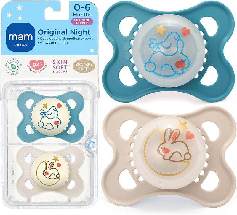 MAM Glow In The Dark Night Pacifier 0-6m - 2pk - Boy