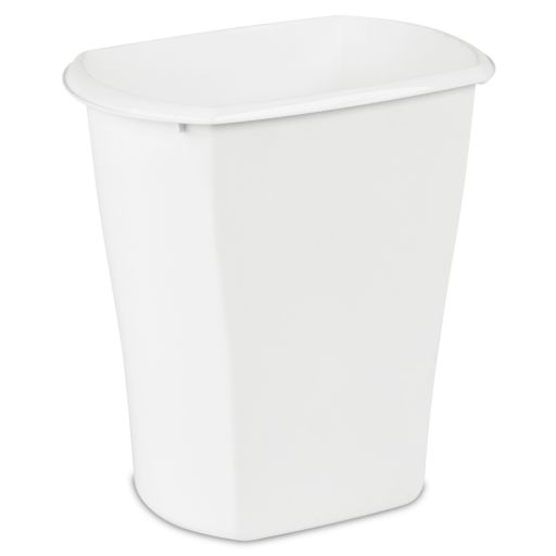 Waste Basket, 3 Gal Capacity, White, 13 in H