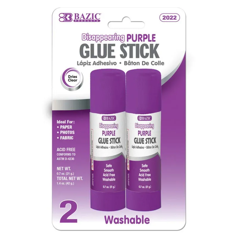 Washable Purple Glue Sticks, 0.7 oz