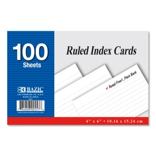 White Ruled Index Cards, 4 x 6 in