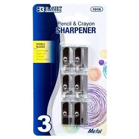 3 Dual Hole Metal Pencil Sharpeners, Aluminum