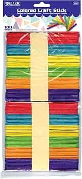 Colored Wood Craft Sticks, 4-7/16 x 3/8 in