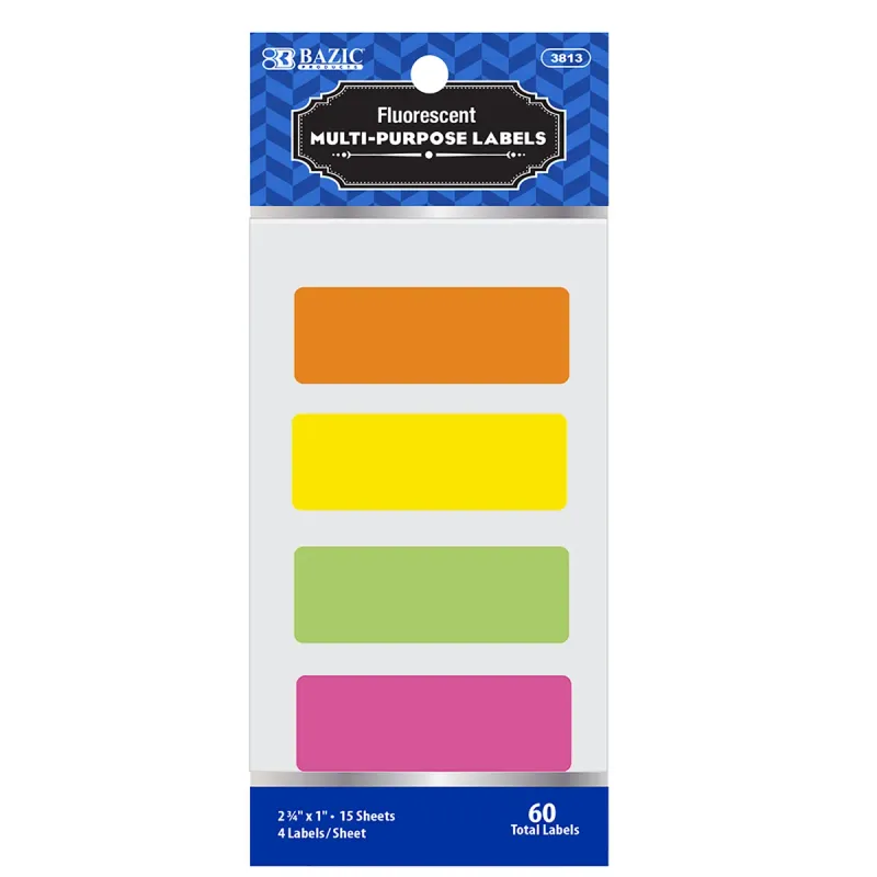 Fluorescent Multipurpose Labels, 2.75 x 1 in