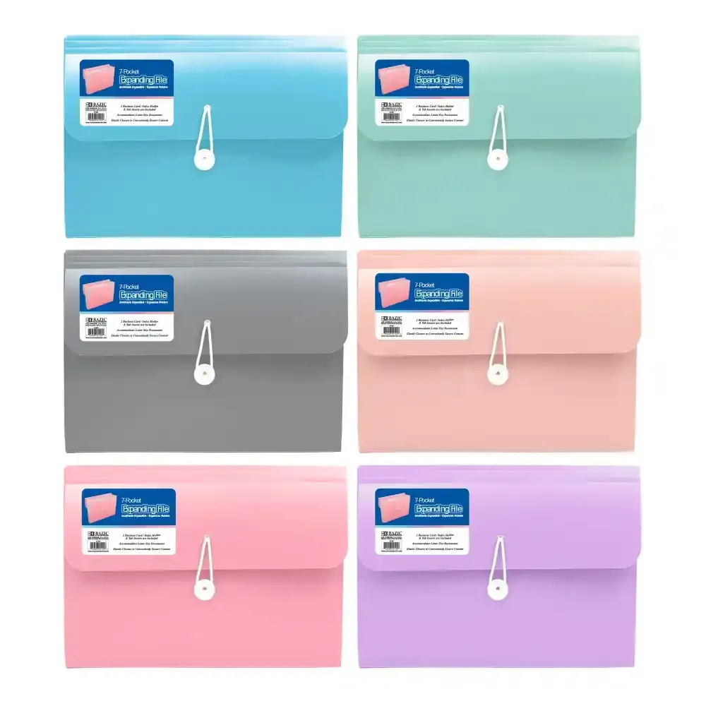 Pastel 7-Pocket Poly Expanding File, A4/Letter Size