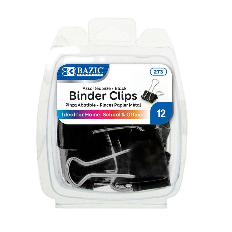 Assorted Size Binder Clips, Black