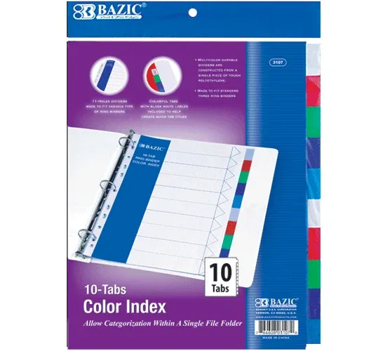 Dividers w/ 10-Color Tabs