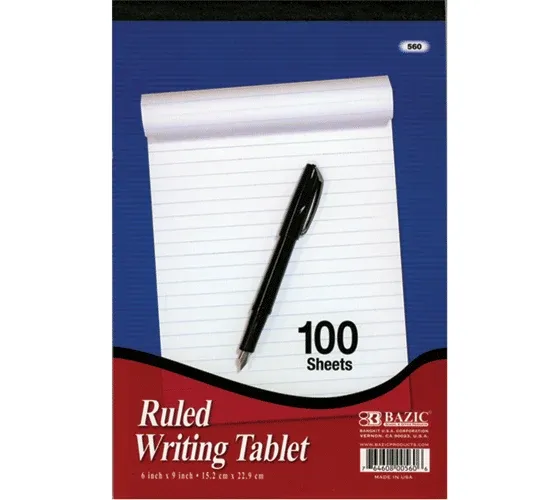 100 Ct. 6" X 9" Ruled Writing Tablet