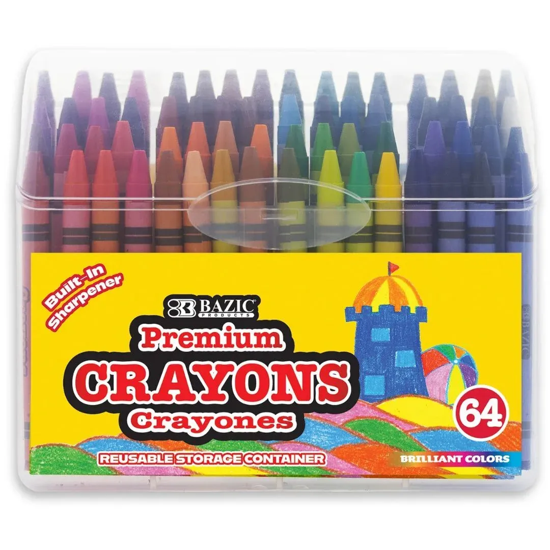 Premium Crayons, Plastic Box, Sharpener, Non-Toxic