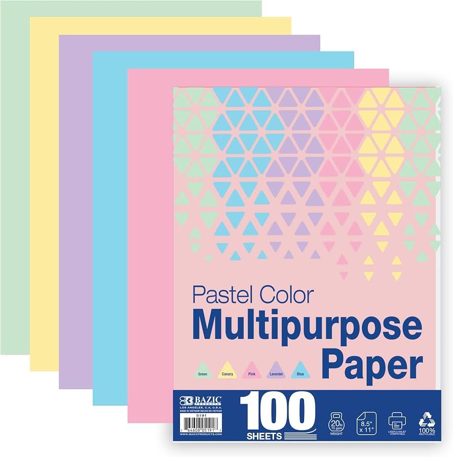 Pastel Multipurpose Paper, 8.5 x 11 in, 100 Sheets