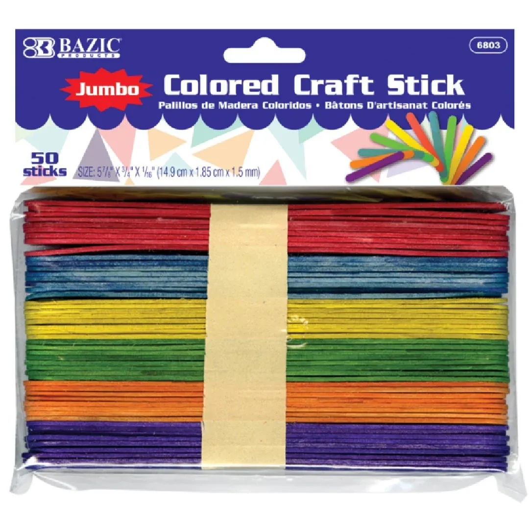 Jumbo Colored Wood Craft Sticks, 5-7/8 x 3/4 in