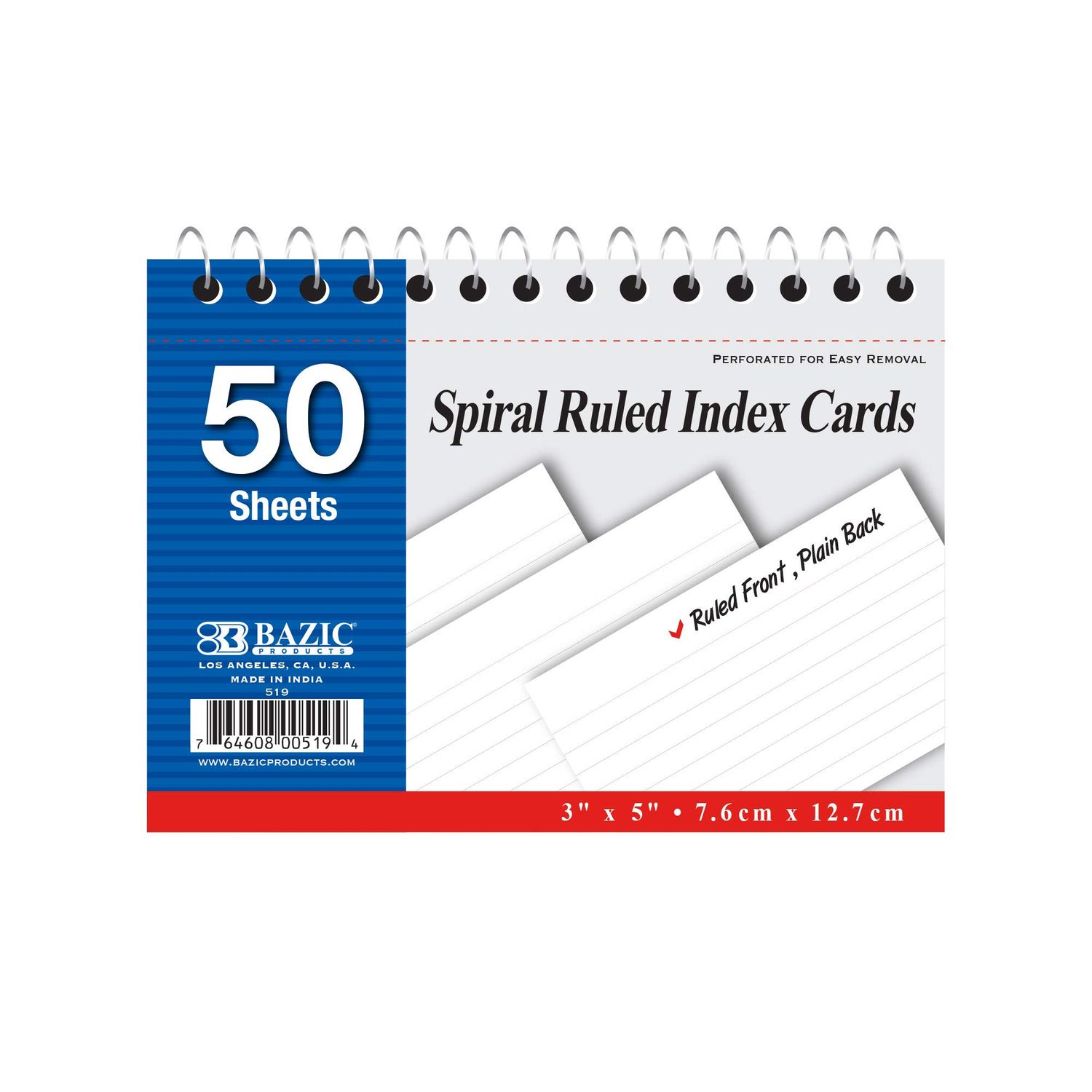 White Spiral-Bound Index Cards, 3 x 5 in