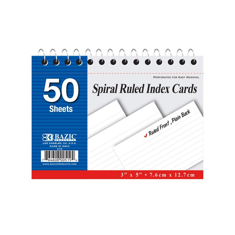White Spiral-Bound Index Cards, 3 x 5 in