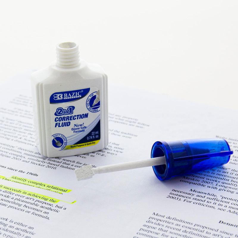 2-in-1 Correction Fluid, Foam Brush &amp; Pen Tip, 22mL