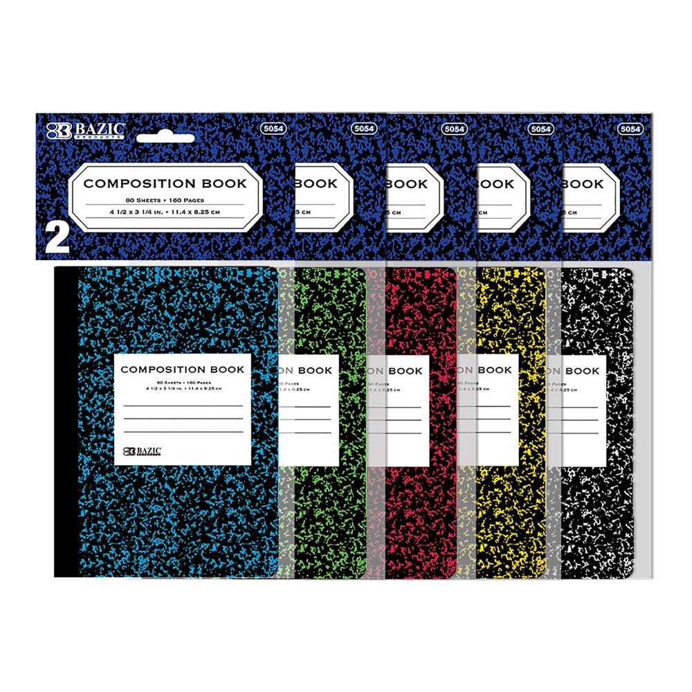 2 Mini Marble Composition Notebooks, Wide-Ruled