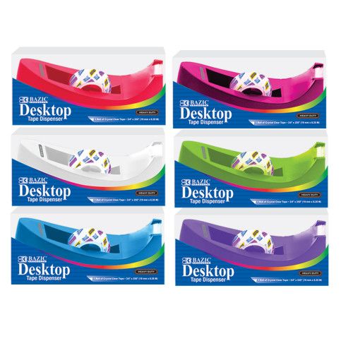 Heavy Duty Desktop Tape Dispenser with Refill, 1 in Core