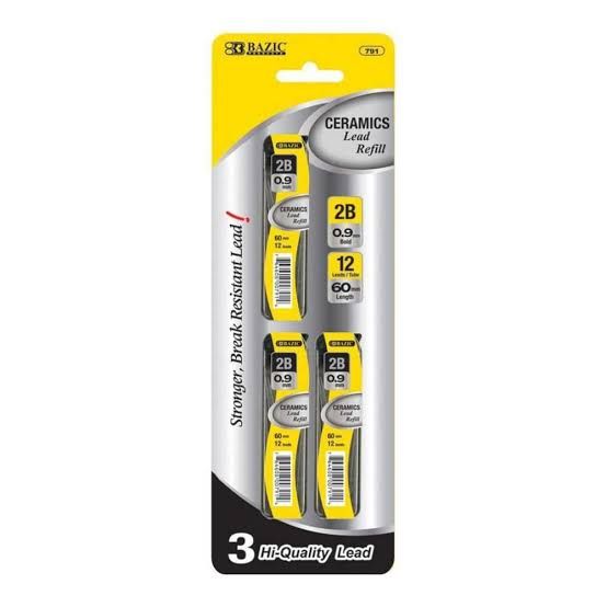 0.7mm 2B Ceramic Lead Refills, 3 Tubes x 12, 36 Pieces