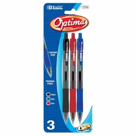3 Optima Assorted Retractable FUSE Tech Pens, Grip