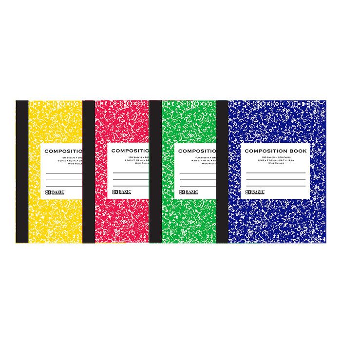 W/R 100 Ct. Assorted Color Marble Composition Book