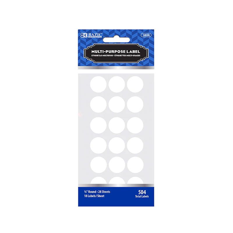 White 3/4" Round Label (504/Pack)
